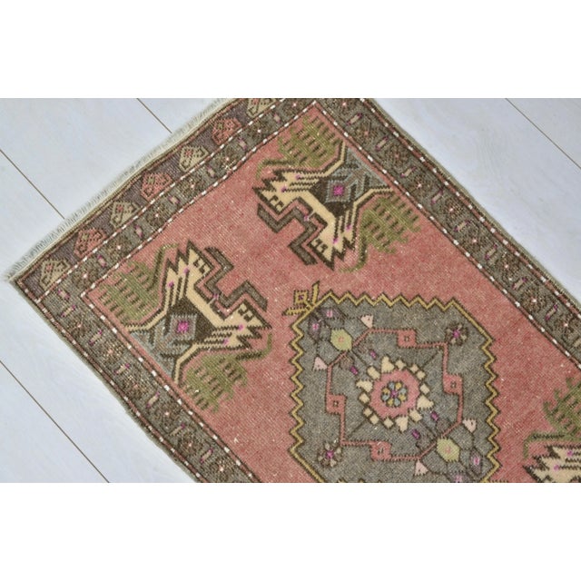 1960s Hand Knotted Neutral Mini Rug For Sale - Image 4 of 6