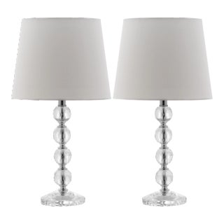 Contemporary Stacked Crystal Ball Lamp in Clear & White - a Pair For Sale