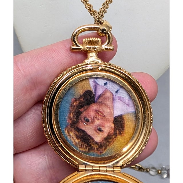 Vintage 1975 Signed Napier Goldtone "Pocket Watch" Locket Pendant Necklace For Sale - Image 10 of 18