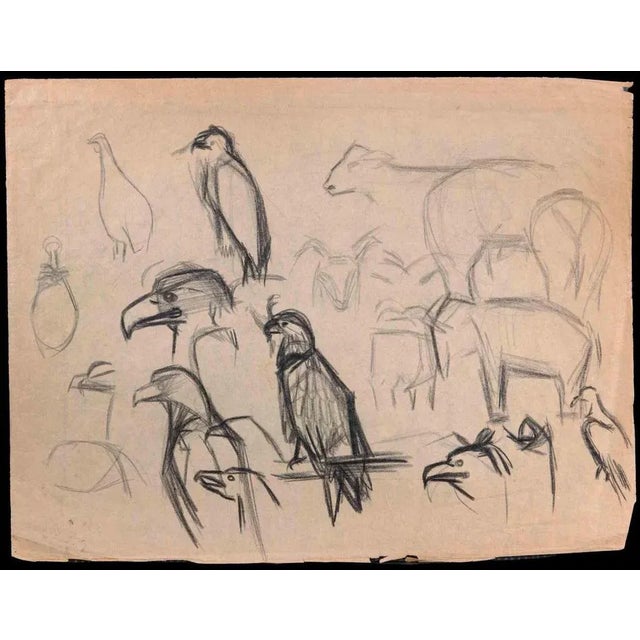 Birds is an original drawing in pencil on creamy-colored paper realized by an unknown artist in the early 20th Century....