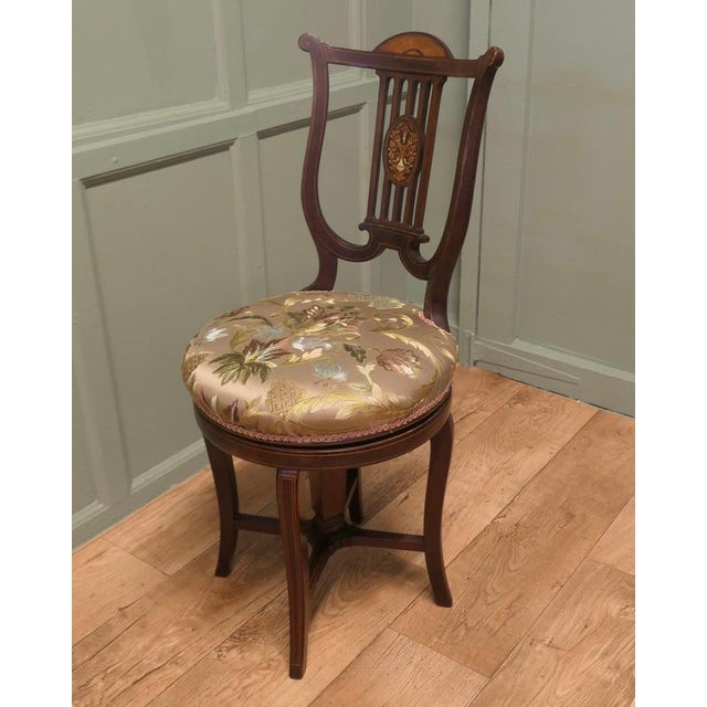 Wood Revolving Music Chair with Lyre Back For Sale - Image 7 of 8