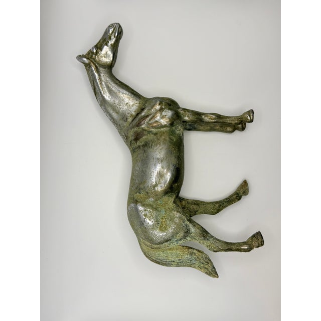 Late 20th Century Vintage Cast Metal Horse Figurine With Aged Silver Patina For Sale - Image 5 of 7