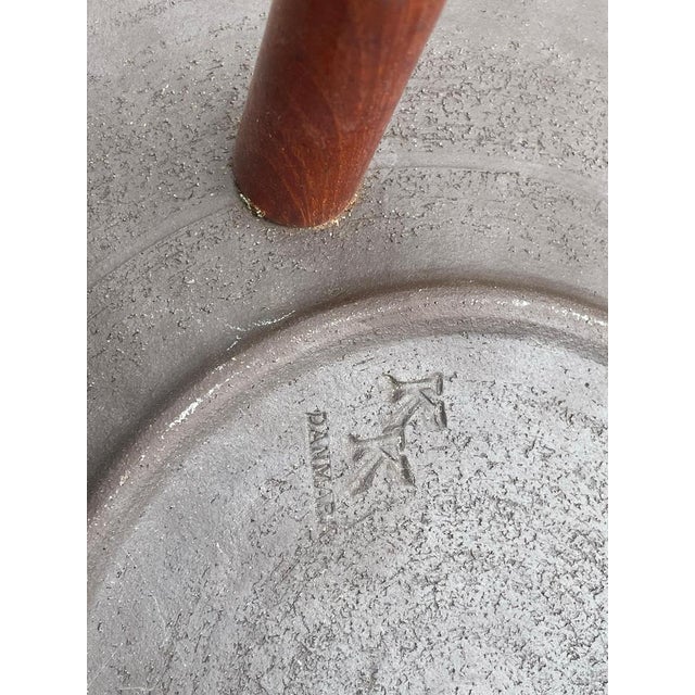 Orange Mid-Century Modern Ceramic Flower Table with Teak Legs, 1963 For Sale - Image 8 of 10