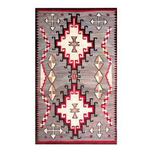1920s Gray Geometric Tribal Antique American Navajo Rug 4' 3" X 6' 10" Flatweave Wool Carpet
