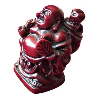 Antique Chinese Carved Carnelian Laughing Buddha Miniature. For Sale
