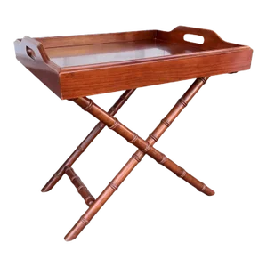 1990s Vintage Bombay Company Butlers Tray Table Faux Bamboo Mahogany