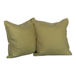 Pair of Olive Linen Pillows Custom Made by Mitchell Gold