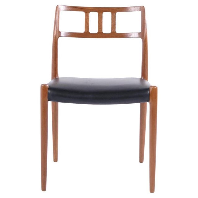 Model 79 Dining or Entrance Chair in Teak and Black Leather by Niels Otto Møller, 1960s For Sale - Image 11 of 11