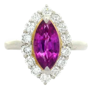 1.63 Carat No-Heat Pink Sapphire Diamond Platinum Ring, Gia Certified, Size 6.25