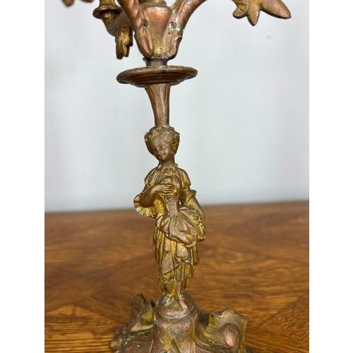 Vintage French Style Mantel Clock with Matching Candelabras, Set of 3 For Sale - Image 12 of 18