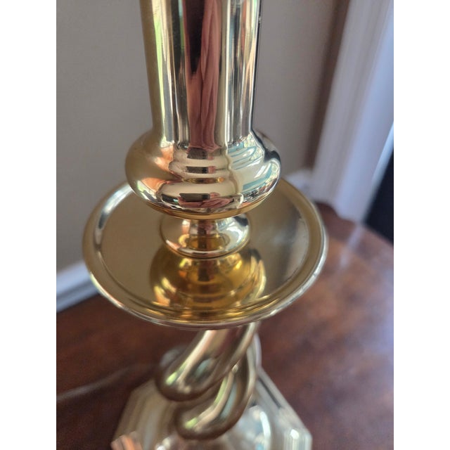 Metal Vintage Solid Brass Barley Twist Lamps For Sale - Image 7 of 9