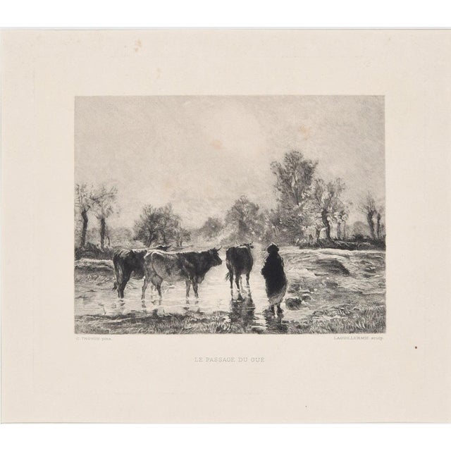 Frédéric August Laguillermie, The Ford Crossing, Etching, Late 19th Century For Sale
