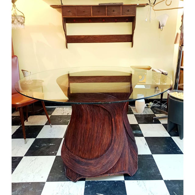 Vintage Rattan Marquetry Table, 1970s For Sale - Image 11 of 13
