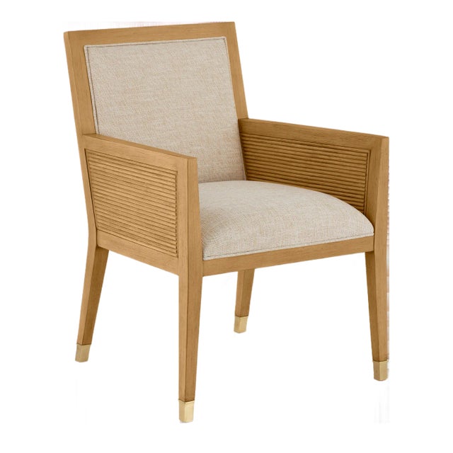 Currey & Company Santos Sea Sand Armchair, Liller Malt For Sale