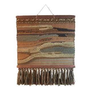 Vintage 1970s Fiber Art Wall Hanging For Sale