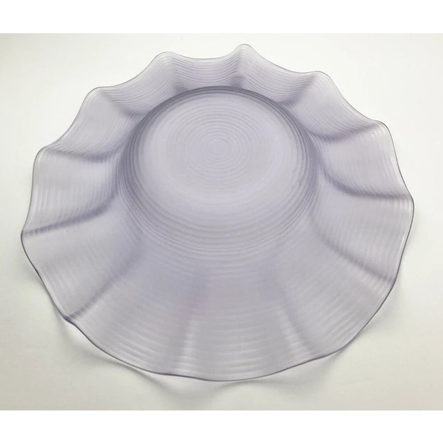 Laslo for Mikasa Purple Lavender Flower Frosted Ruffled Large Glass Bowl For Sale In Dallas - Image 6 of 6