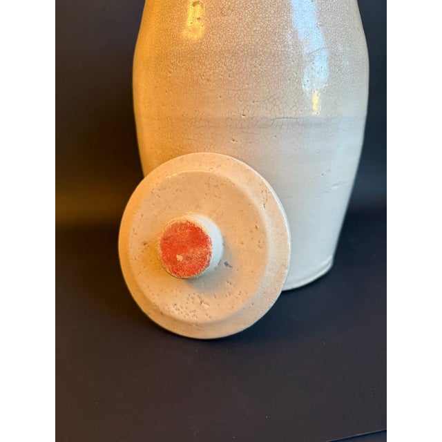 Off-white Antique Off White Salt Glazed Crock With Lid For Sale - Image 8 of 11