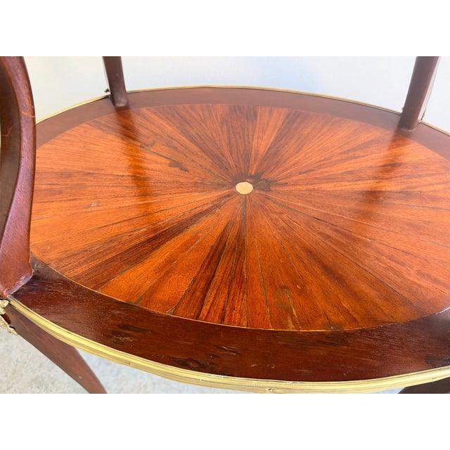 Vintage French Louis XV Style Marquetry Two-Tier Étagère Side Table For Sale - Image 9 of 10