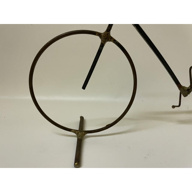 Brass Late 20th Century Artist-Made Brutalist Metal Wire Bicycle Sculpture For Sale - Image 8 of 11