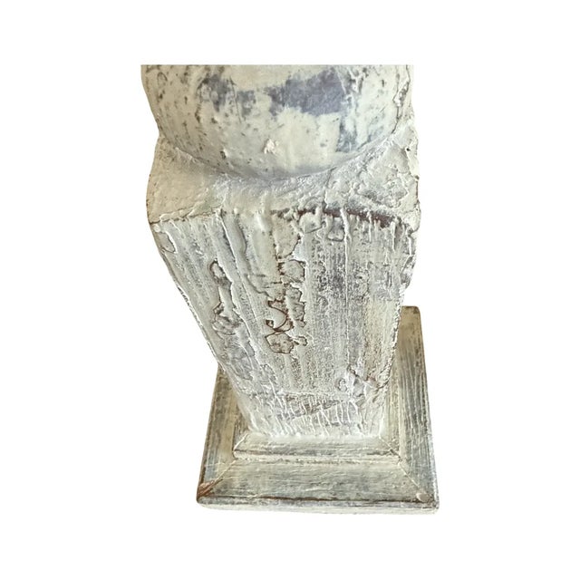 White Tall Architectural Column Candlesticks Pair For Sale - Image 8 of 8