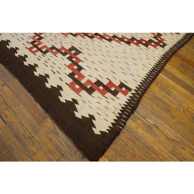 1930s Beige Medallion Antique American Navajo Rug 5' X 6'10" Flatweave Wool Carpet For Sale - Image 10 of 13