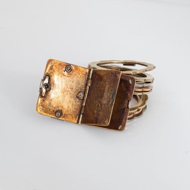 Antique Convertible Ring to Bracelet Folding Book 14k Gold Enamel Diamond 6.75" For Sale - Image 4 of 9