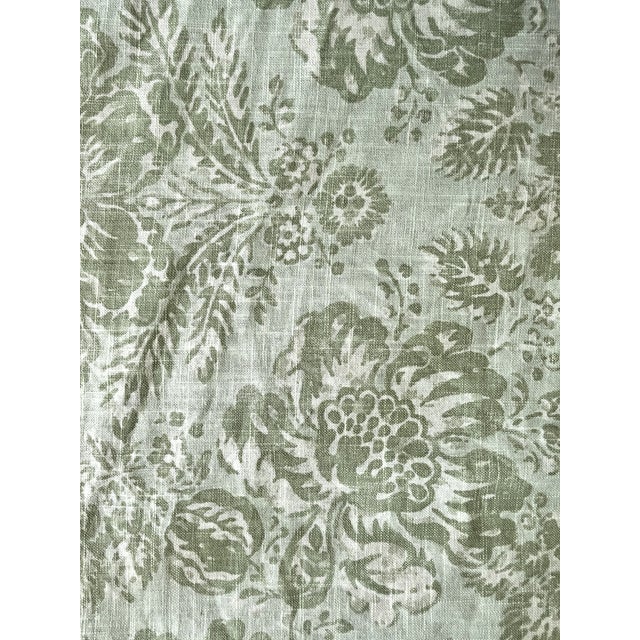Linen Vintage Braemore Fabrics Sage Green Linen Blend Floral Performance Upholstery Fabric — 6 Yards For Sale - Image 8 of 13
