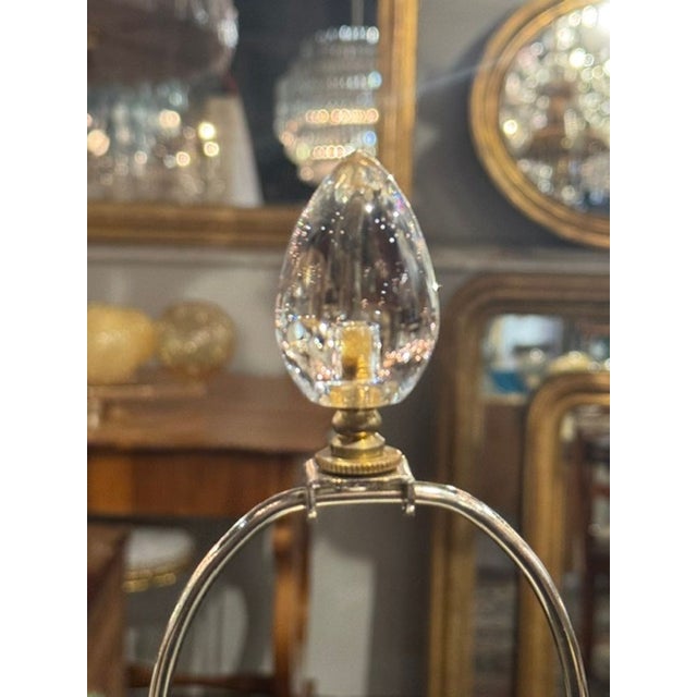 Metal Pair of Vintage French Maison Bagues Style Glass Bird Lamps For Sale - Image 7 of 7