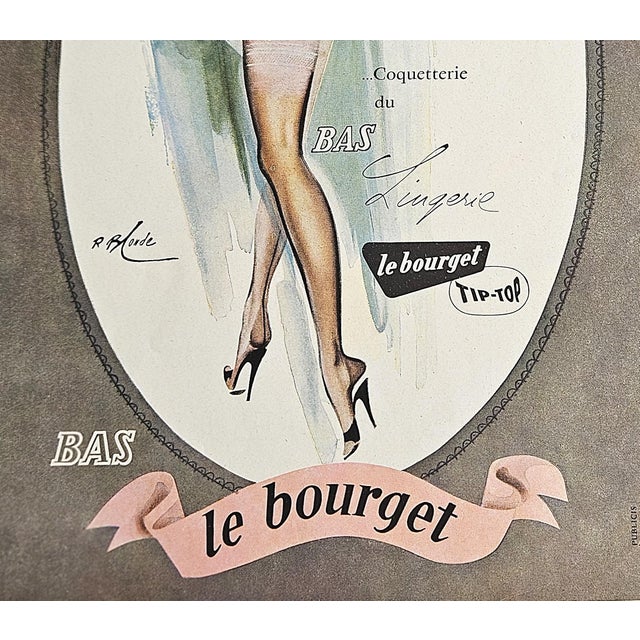 Mid-Century Modern 1956 Original French Mid-Century Lingerie Advertisement Print For Sale - Image 3 of 3