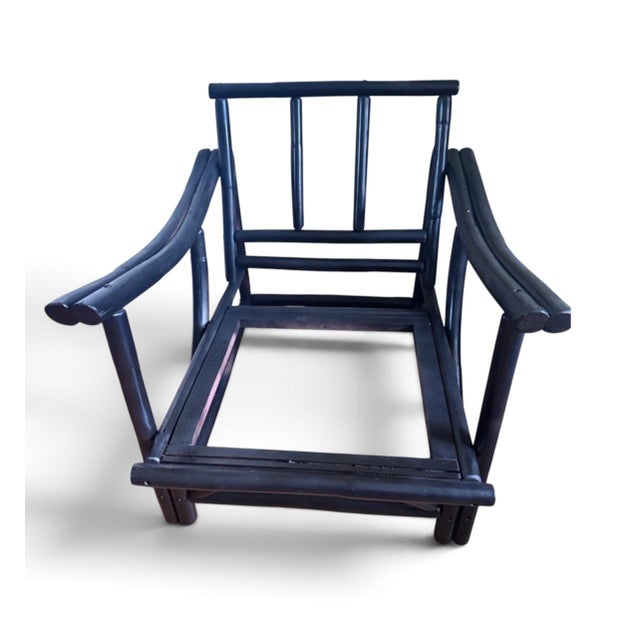 Mid 20th Century Mid 20th Century Black Rattan Bamboo Lounge Chair in the Manner of Ficks Reed For Sale - Image 5 of 16