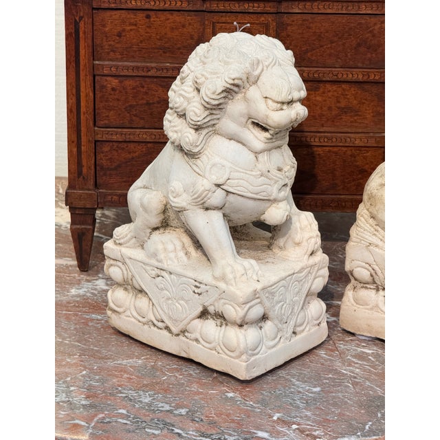 Mid 19th Century Pair of Marble Foo Dogs For Sale - Image 6 of 9