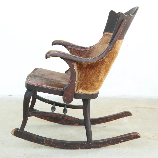 Late 19th Century Antique Solid Wood Mahogany Rocking Chair With Rich Patina For Sale - Image 12 of 12