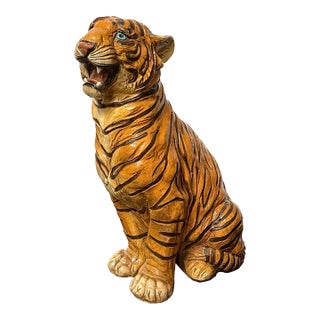 Vintage Resin Tiger Sculpture For Sale