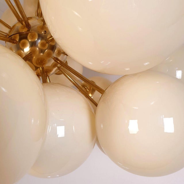 1990s Mid Century Modern, Beige Glass Sputnik Chandelier For Sale - Image 11 of 11