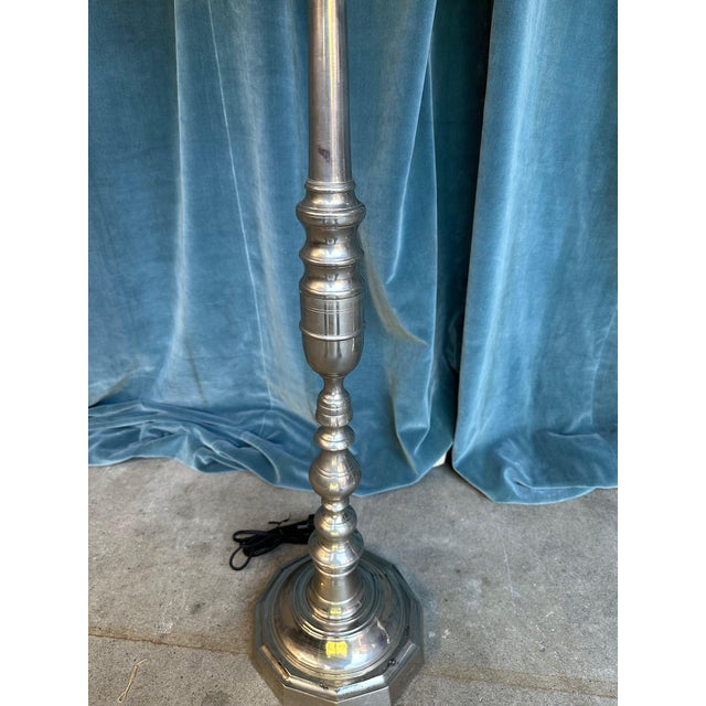 1940s 1940s French Nickel-Plated Floor Lamps With Hexagonal Shaped Bases - a Pair For Sale - Image 5 of 18