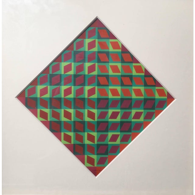Op Art Victor Vasarely, Banya, 1964 Vintage Abstract Op Art Screen Print Serigraph, 1964 For Sale - Image 3 of 3