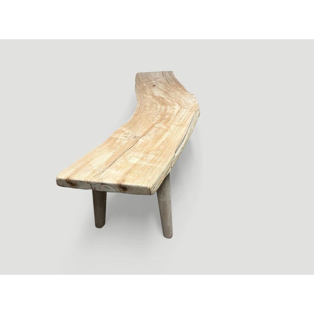 Andrianna Shamaris Curved St. Barts Teak Wood Bench For Sale - Image 10 of 18