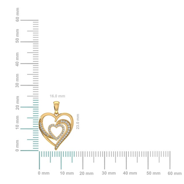 Bid now on this breathtaking 10K yellow gold triple nested heart pendant, featuring a sweeping pavé-set diamond swirl...