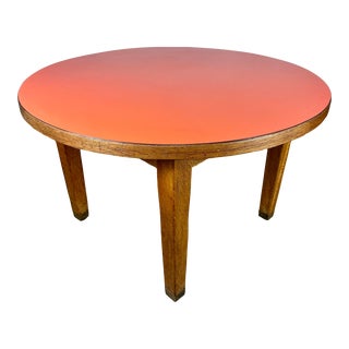 Vintage 1930’s School Work Table With Mid Century Modern Orange Laminate Top For Sale