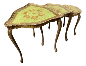 Vintage Trio Nesting Tables Italian Florentine Gilt Composite Circa 1970 Neoclas
