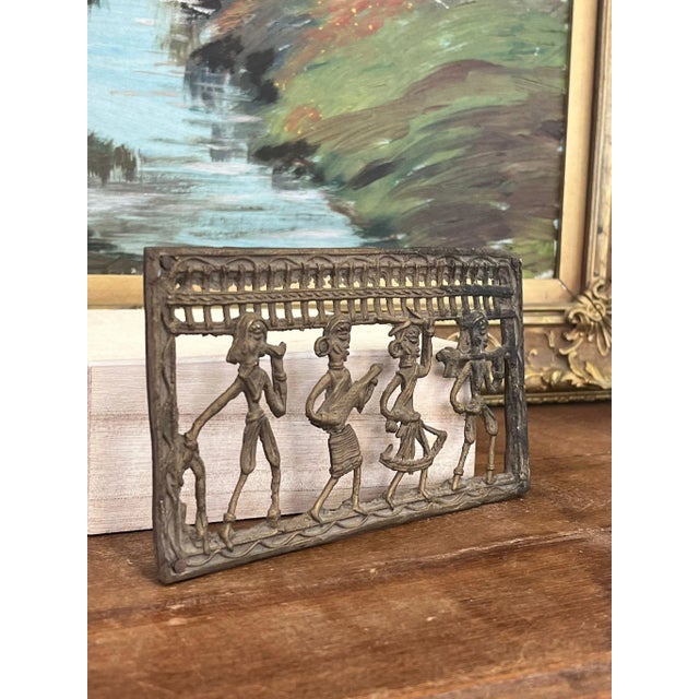 1970s Primitive Brass-Tone Metal Tribal Wall Decor/Art Piece For Sale - Image 4 of 8