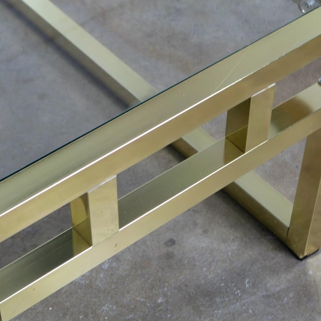 Late 20th Century Modern Coffee Table Brass Toned Anodized Aluminum Frame With a Glass Inset Top For Sale - Image 12 of 18