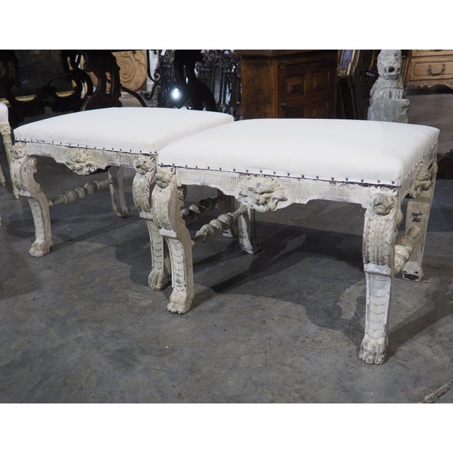 Pair of Antique Painted Italian Tabouret Stools From Turin, 19th Century For Sale - Image 4 of 18