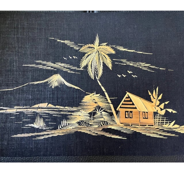10 Vintage Indonesian Wheat Straw Art Panels Mid Century Balinese Folk Art 8" For Sale - Image 4 of 13