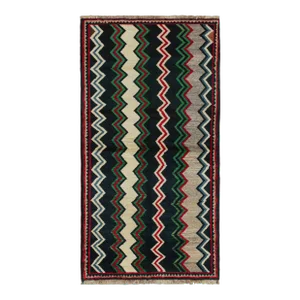 1950s Vintage Qashqai Persian Gabbeh Runner With Chevron Patterns by Rug & Kilim