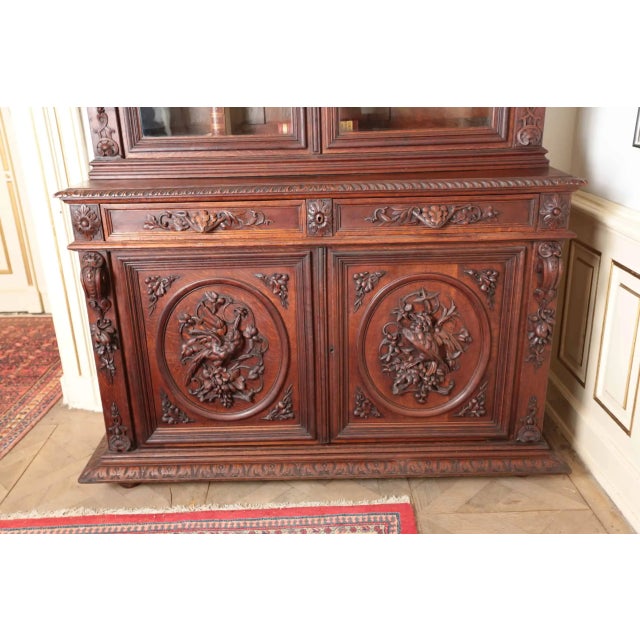 Solid oak cabinet decorated with hand carving with a hunting theme. Top quality of used (selection) oak and craftsmanship,...