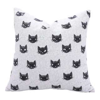 Fabdivine Halloween Cat Face Pillow Cover Artisan Cotton Cushion for Festive Home Décor Size 18x18- Kitty For Sale