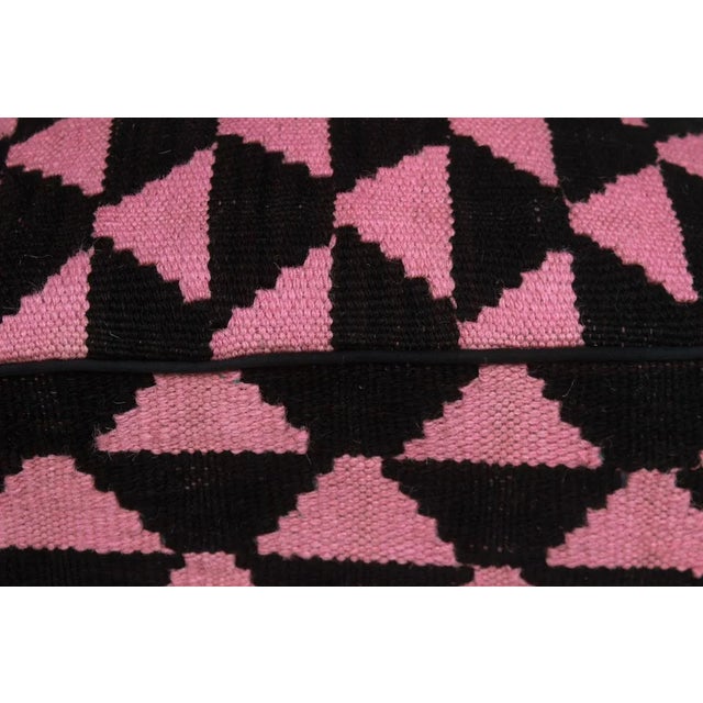 1990s Arshs Diedra Black/Pink Kilim Upholstered Handmade Ottoman For Sale - Image 5 of 8