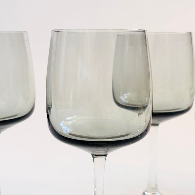 Mid 20th Century Mid Century "Cora" Smoke Glass Wine Glasses by Peill & Putzler, Germany - 5 Ounces - Set of 6 For Sale - Image 5 of 7