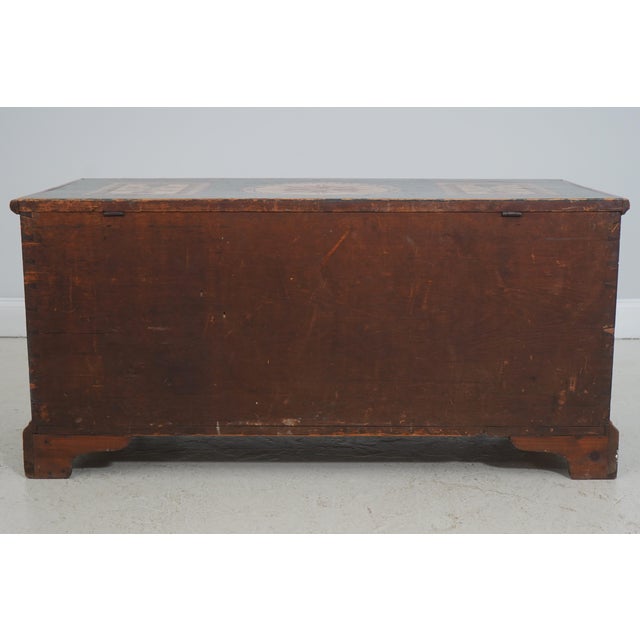 Antique Bench Made Pennsylvania Dutch Painted Large Blanket Chest For Sale - Image 15 of 18